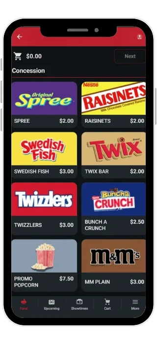 RTS mobile app — ordering concessions
