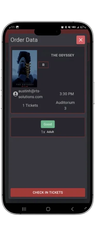 RTS usher app — ticket check-in